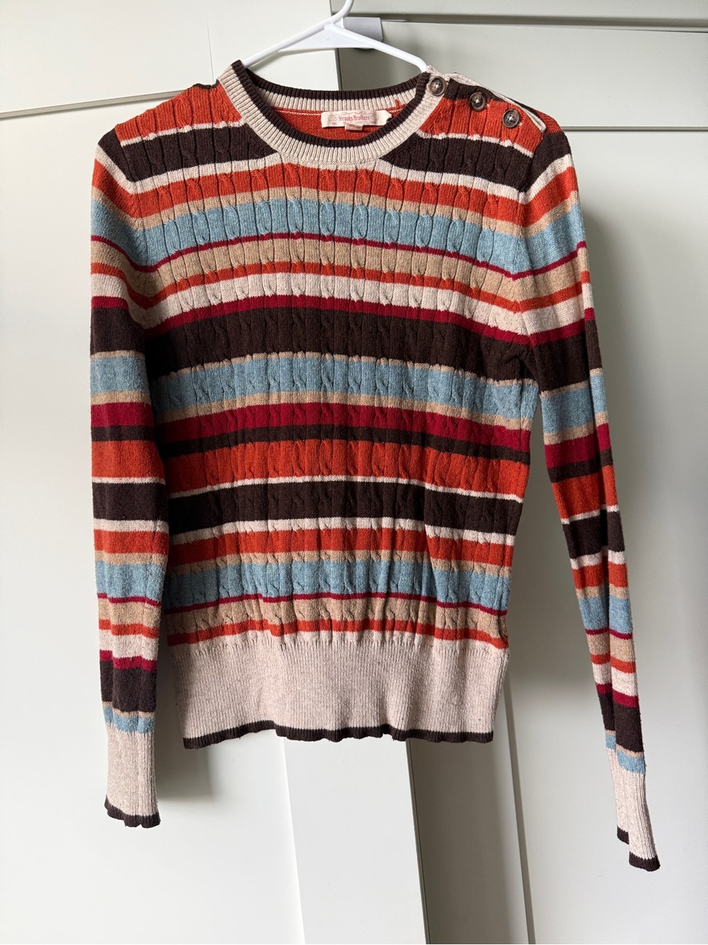 Striped Cable-Knit Sweater, Size L by Brooks Brothers